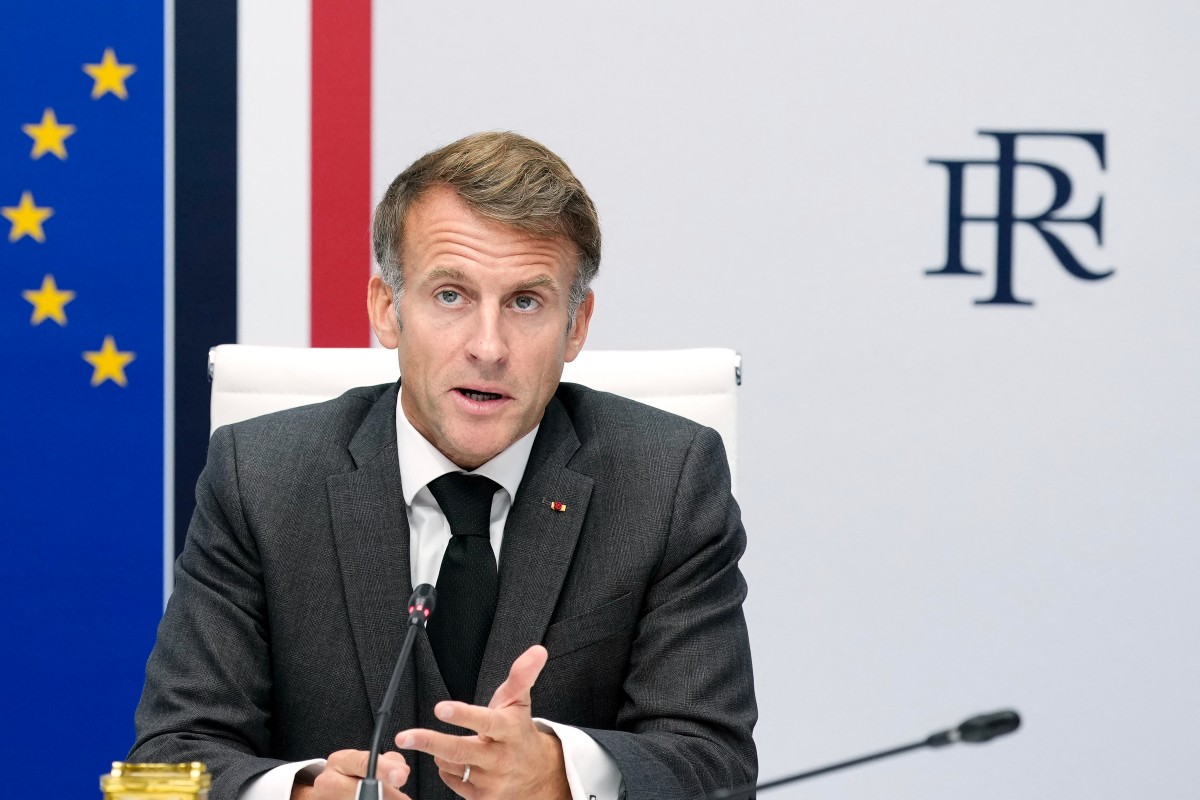 France's President Emmanuel Macron addresses the audience as he chairs a security council gathering Prime Minister, relevant ministers, and intelligence agencies to review "security measures for the coming weeks" as France braced for more demonstrations just days after student and other rallies degenerated into some of the worst street unrest in years, at the Elysee presidential Palace in Paris on October 22, 2026. Emmanuel Macron on October 22, 2026 denounced "seditious acts" by "ultra-left" groups of "extreme dangerousness" aimed at "bringing down the Republic" and "acts of delinquency" also calling for "the greatest severity", in the violence and looting committed on the sidelines of protests against the "high cost of living" on October 17, 2026. (Photo by Teresa Suarez / POOL / AFP)